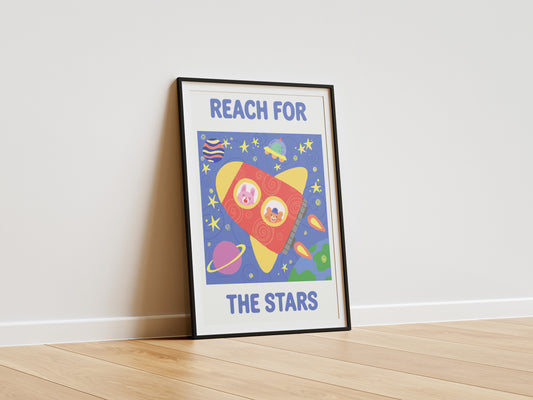 'Reach For The Stars' Illustrated poster artwork